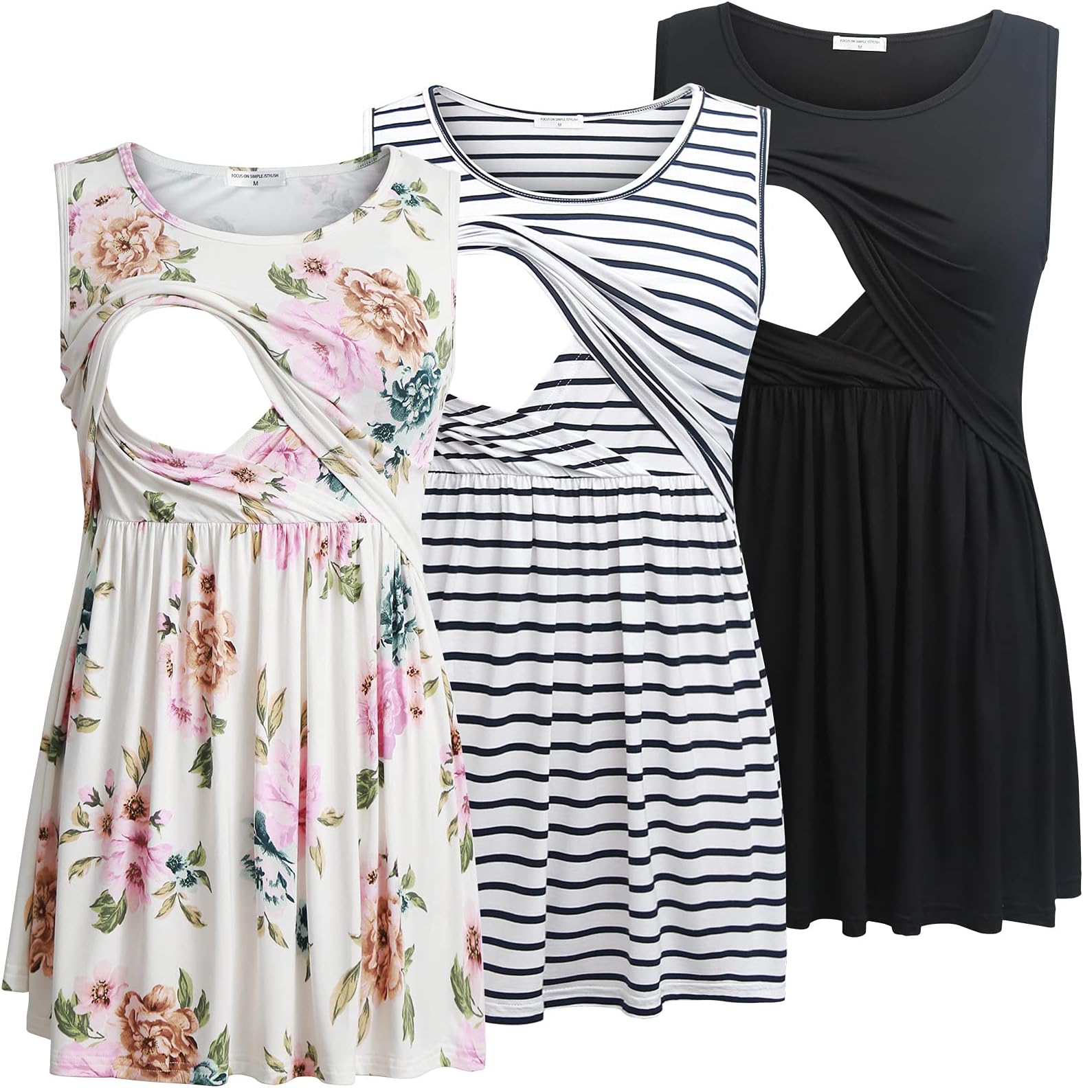 Bearsland Women's Maternity Nursing Tank Tops Sleeveless Scoop Neck Breastfeeding Shirt Pregnancy Clothes