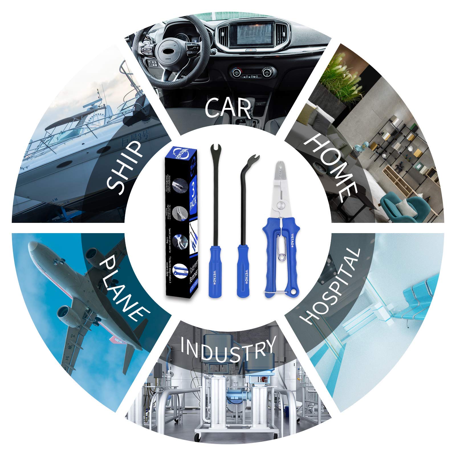 Buy Wetado Clip Remover Tool 3pcs Plastic Trim Panel Removal Tool Clip