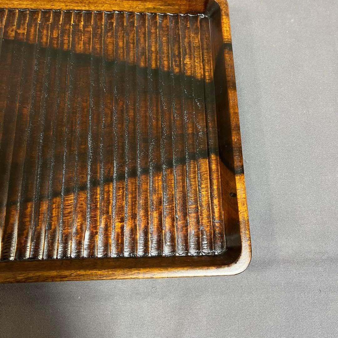 黒柿拭漆我谷盆（くろがきふきうるしわがたぼん）煎茶盆 折敷 №8073