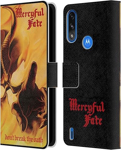 Head Case Designs Officially Licensed Mercyful Fate Don't Break The Oath Black Metal Leather Book Wallet Case Cover Compatible with Moto E7