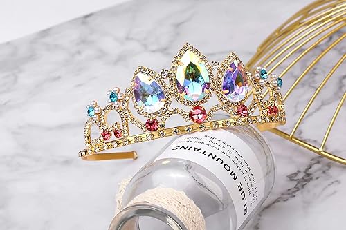 Miniatura 5 de Corona de princesa para niñas, tiara de cristal brillante, corona dorada brillante, accesorios para el cabello, tiara de boda para niñas, regalos de