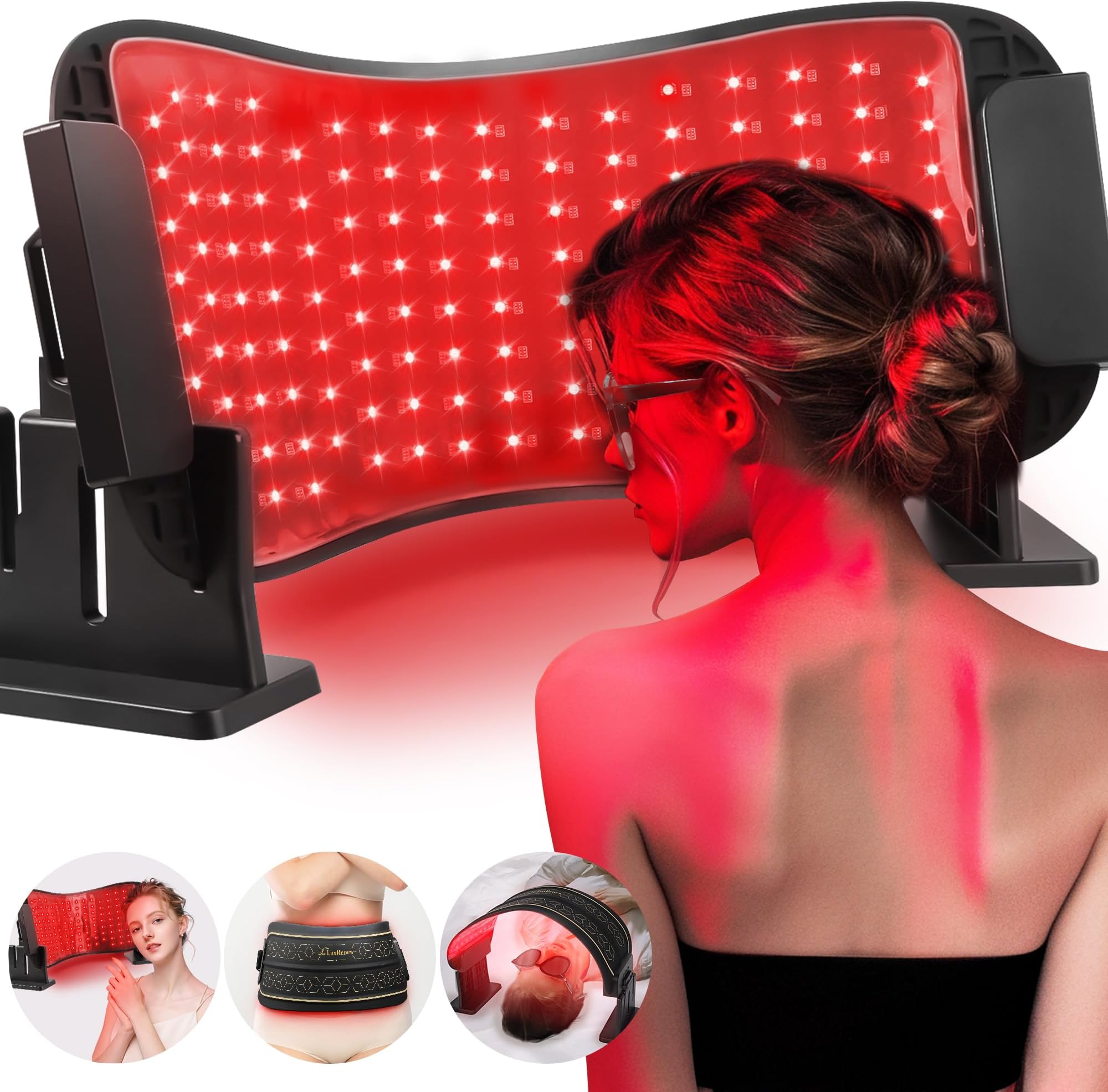 LuxRenew Max Multifunction Red Light Therapy for Body and Face, 850nm Near-Infrared Light Therapy LED Mask Facial Body Beauty Equipment for Skin Care at Home
