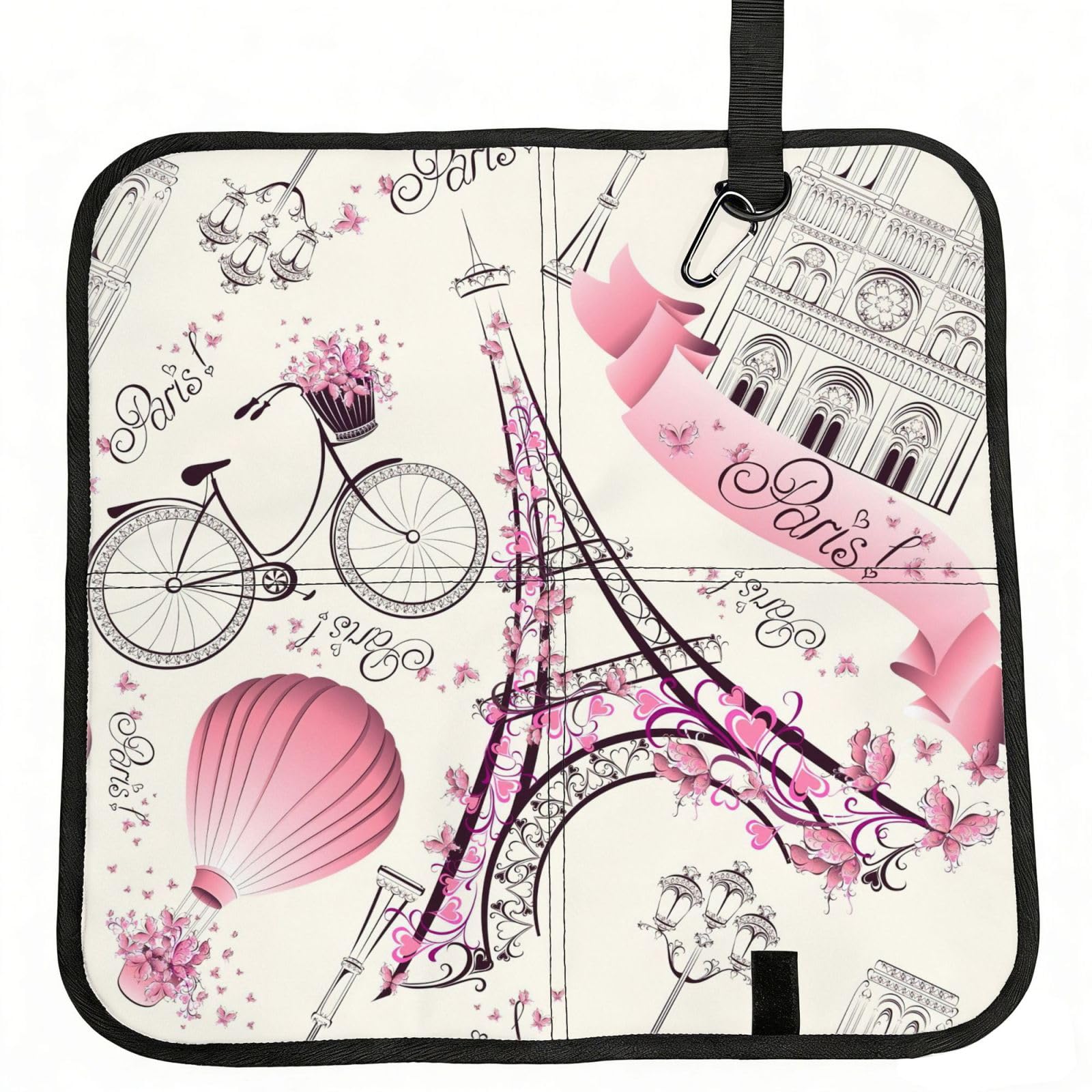 AYYQWE The Paris Tower And A Bicycle Print Foldable Seat Cushion Portable Chair Pad Office Commuting Picnic Camping Outdoor