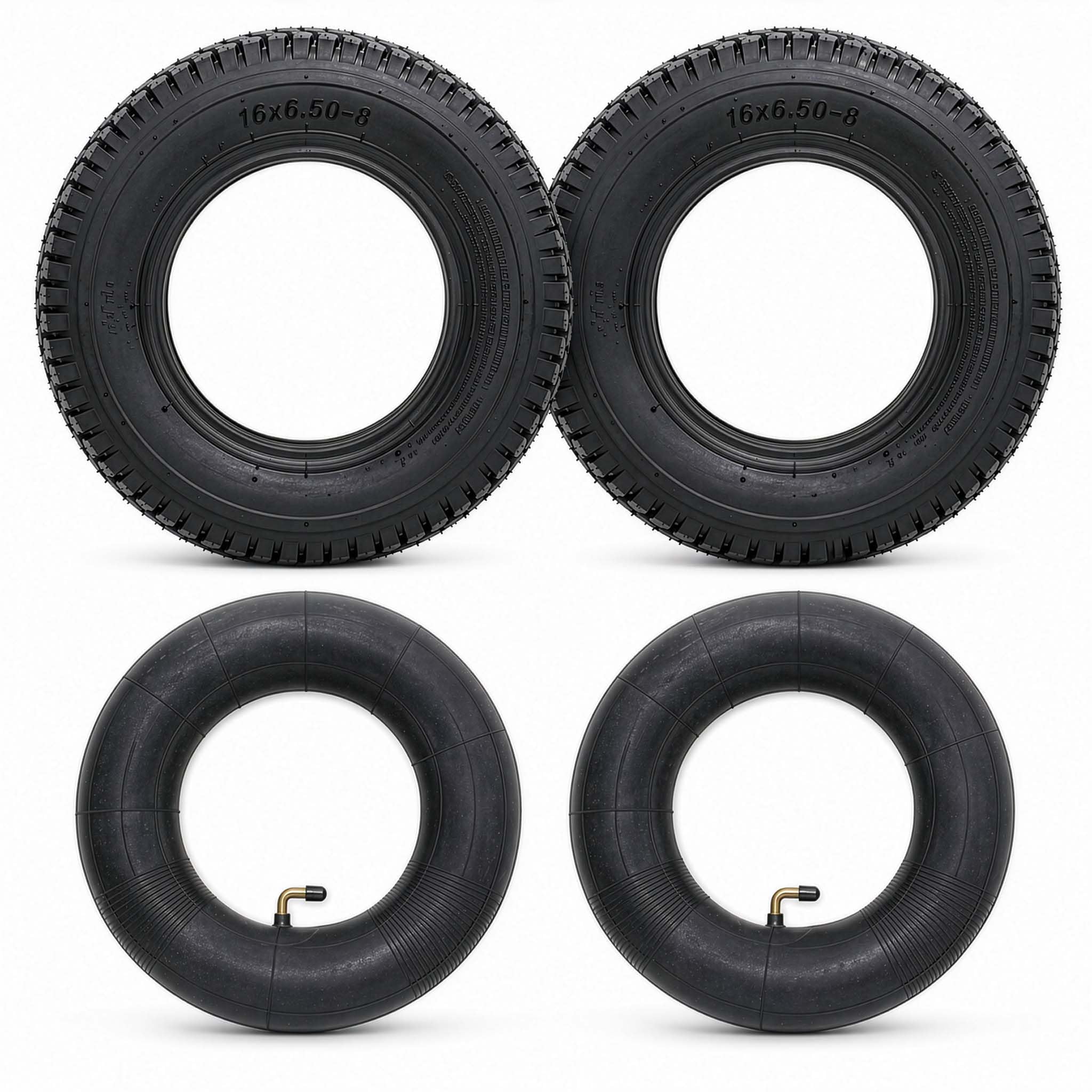 2 x opona do opon, 2 x wąż do kosiarek samojezdnych/traktorów trawnikowych 16 x 6.50-8 4PR zawór kątowy