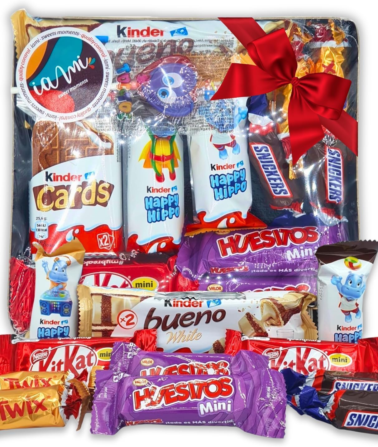 Bandeja Surtido 13 Chocolatinas Mini Kinder, Kit Kat, Twix, Snickers - Cesta Regalo para Celebraciones