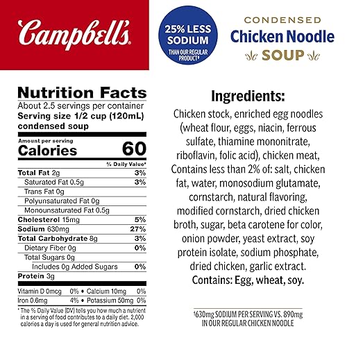 Miniatura 2 de Campbell's Sopa condensada de fideos de pollo con un 25% menos de sodio, lata de 10.75 onzas (paquete de 5)