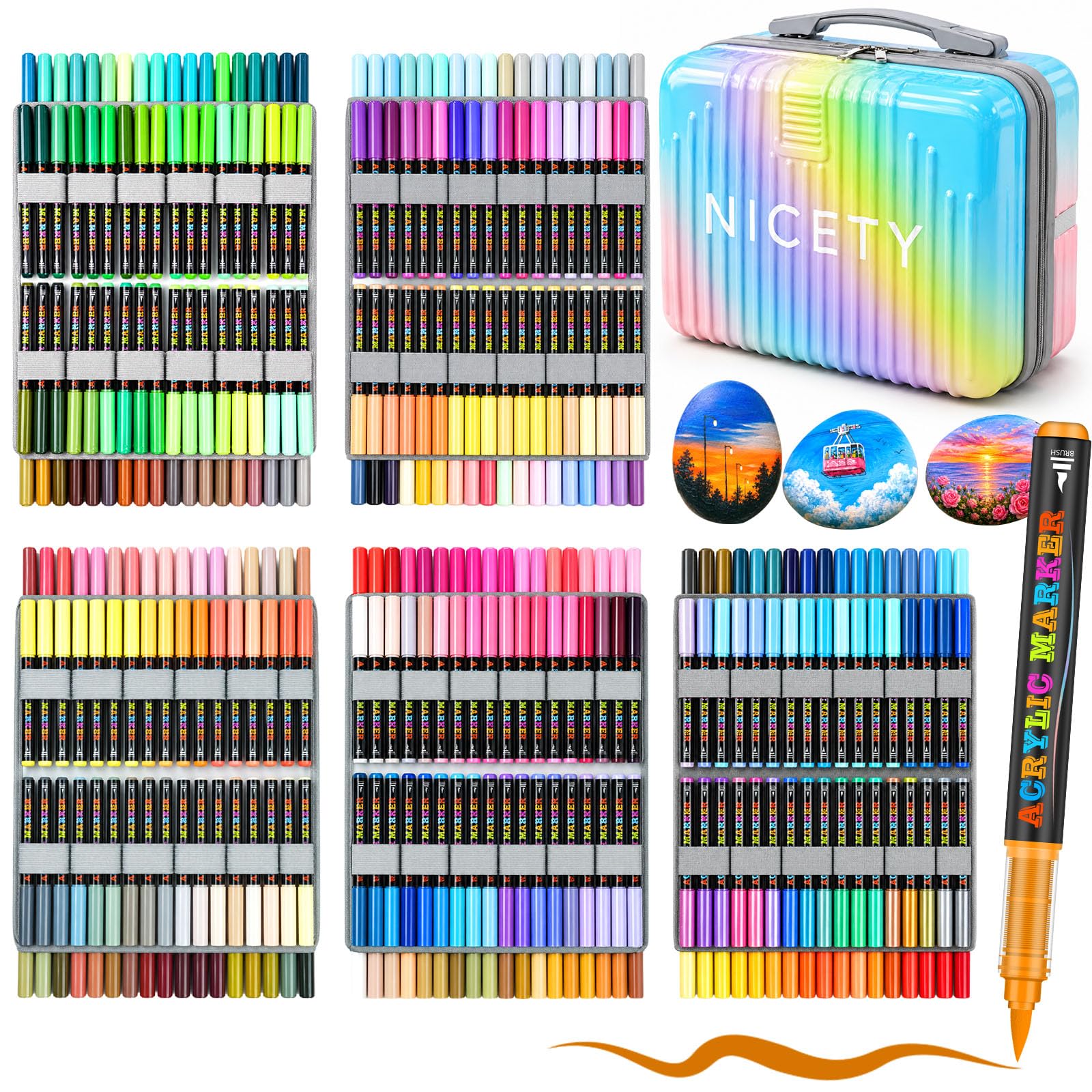 NICETY 3set Acrylstifte für Steine Wasserfest 0623