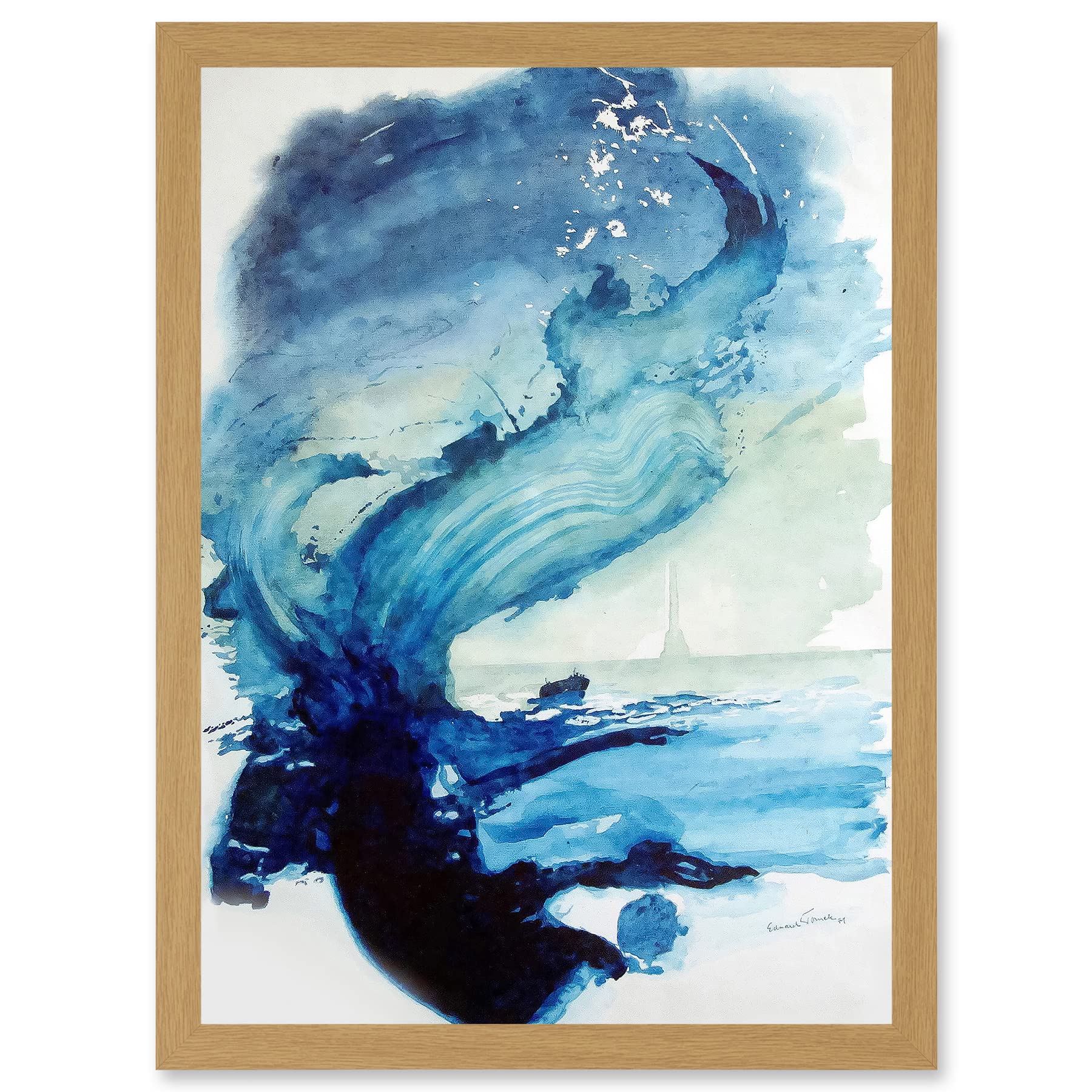 Wee Blue Coo Eduard Tomek Sea Abstract Lighthouse Painting Artwork Framed Wall Art Print A4