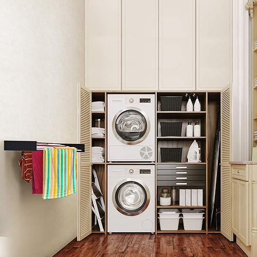 Miniatura 4 de Step Up - Tendedero para lavandería, montado en la pared, retráctil, capacidad de 60libras, 20pies lineales, con plantilla de pared y broca de