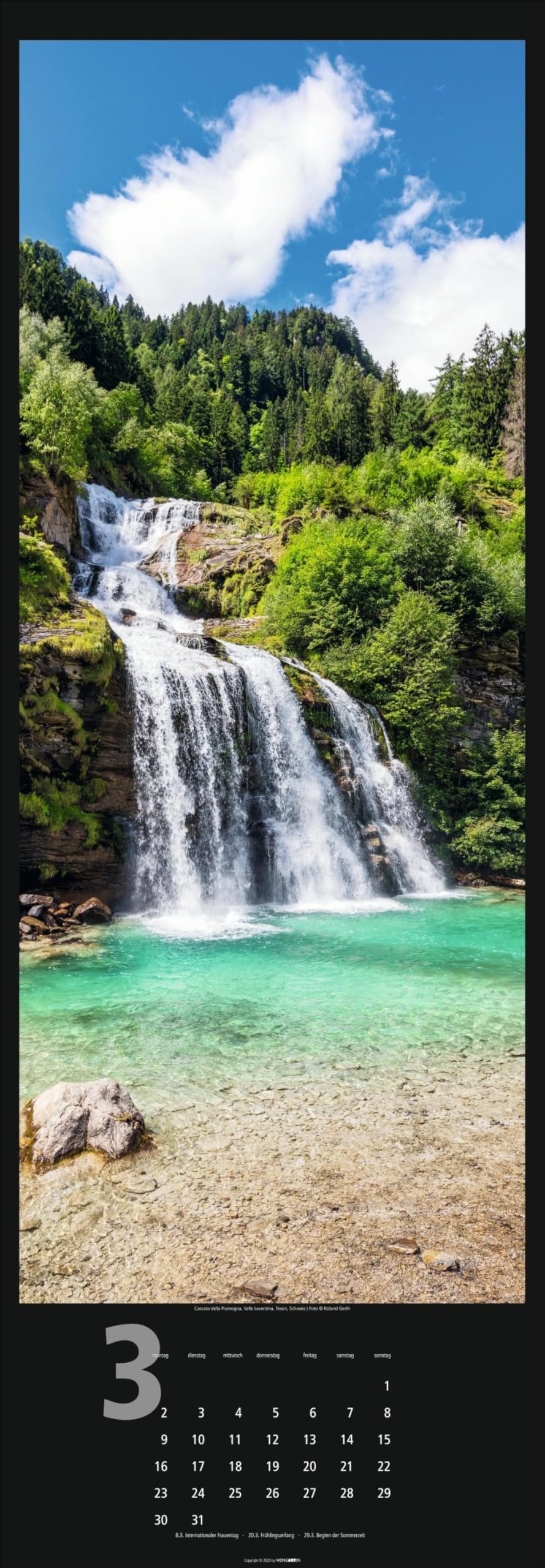 Wasserfälle Kalender 2026: XXL Hochformat mit spektakulären Wasserfällen, fotografiert von international ausgezeichneten Fotografen. Länglicher Kalender mit traumhaften Naturfotos. 34x98 cm Hochformat