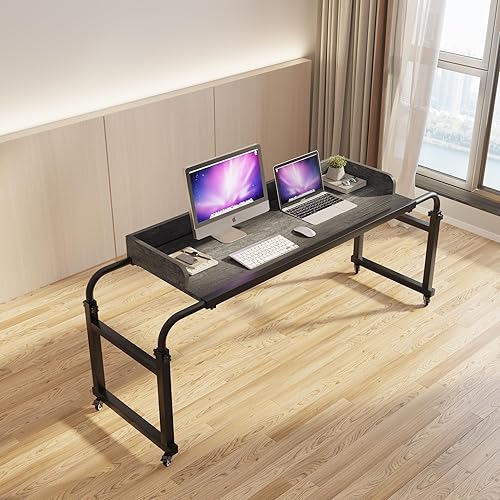 Miniatura 7 de Mesa para colocar sobre la cama con ruedas, escritorio sobre la cama, mesa de cama tamaño King, mesa para computadora portátil, mesa sobre la cama