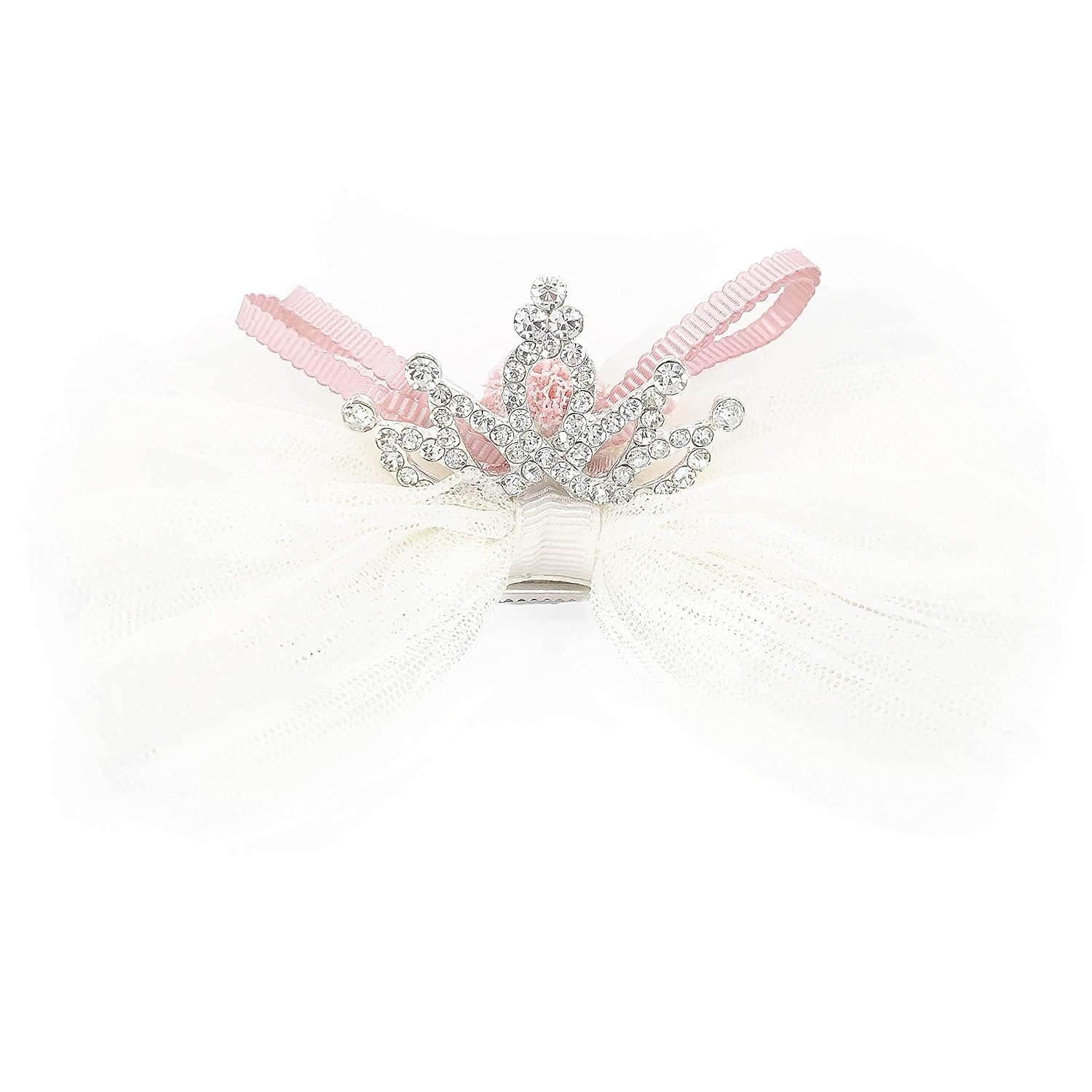 Premium 4.5" Girls Bow and Crown Tiara Hair Clip