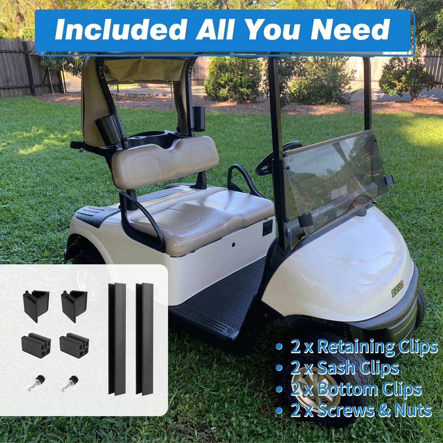 for 2008-UP EZGO RXV Tinted Golf Cart Windshield, Front Folding Style EZ GO Golf Cart Part