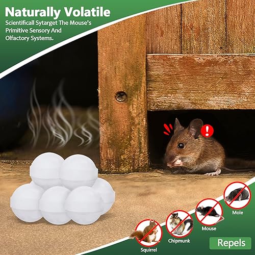 Miniatura 2 de Repelente de ratones y ratones para interiores y exteriores, 10 paquetes de bolas de polilla, bolas de menta para roedores, repelente de ardillas de