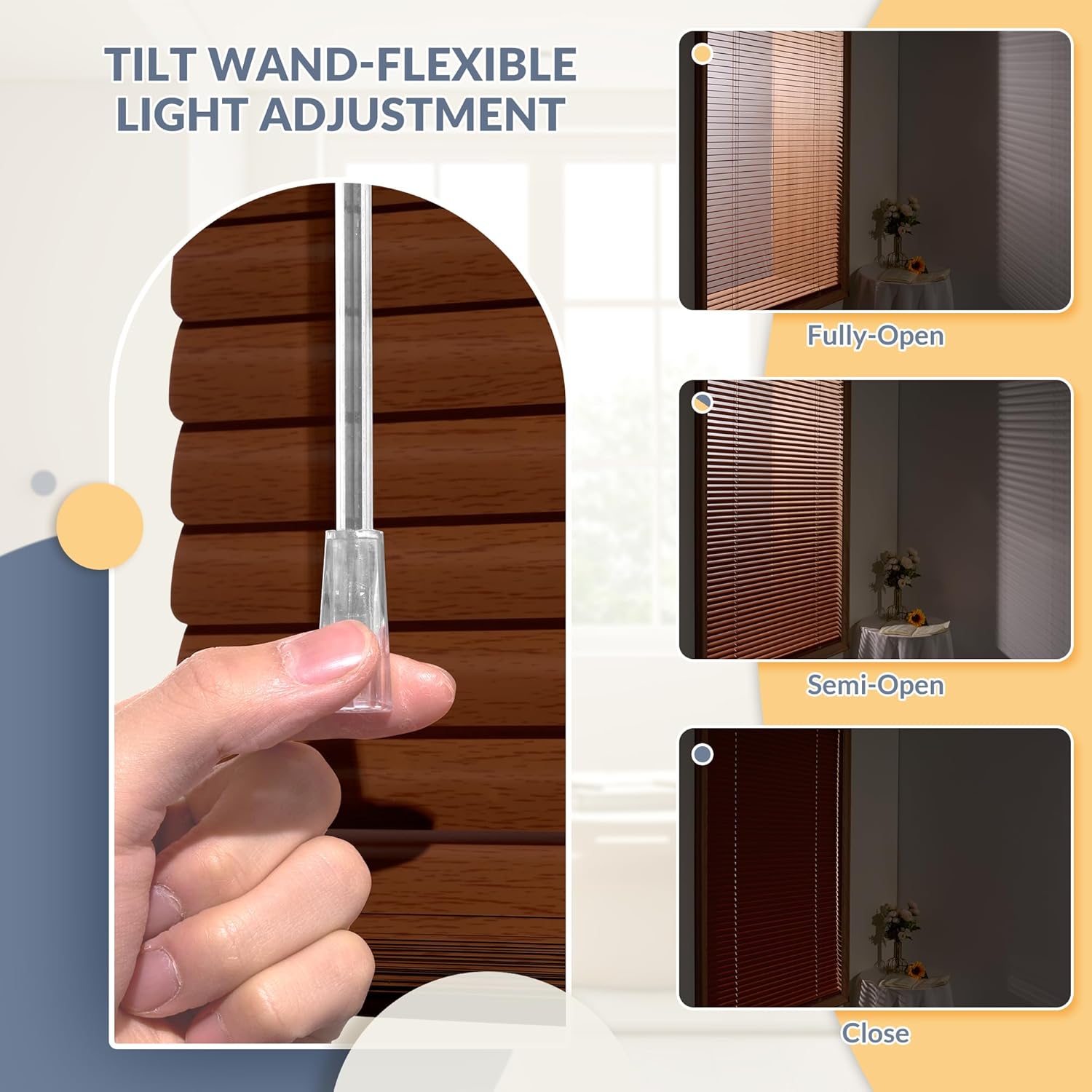 Boolegon 1" Aluminum Faux Wood Mini Blinds Cordless Waterproof Horizontal Blinds Room Darkening Metal Slats Blinds for Indoor Windows,Cherrywood,Customize Size