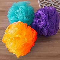 Vista 8 de Esponjas de lufa de malla, paquete de 8 esponjas pequeñas para niños, esponjas coloridas de malla, esponjas de ducha reutilizables, esponja de baño