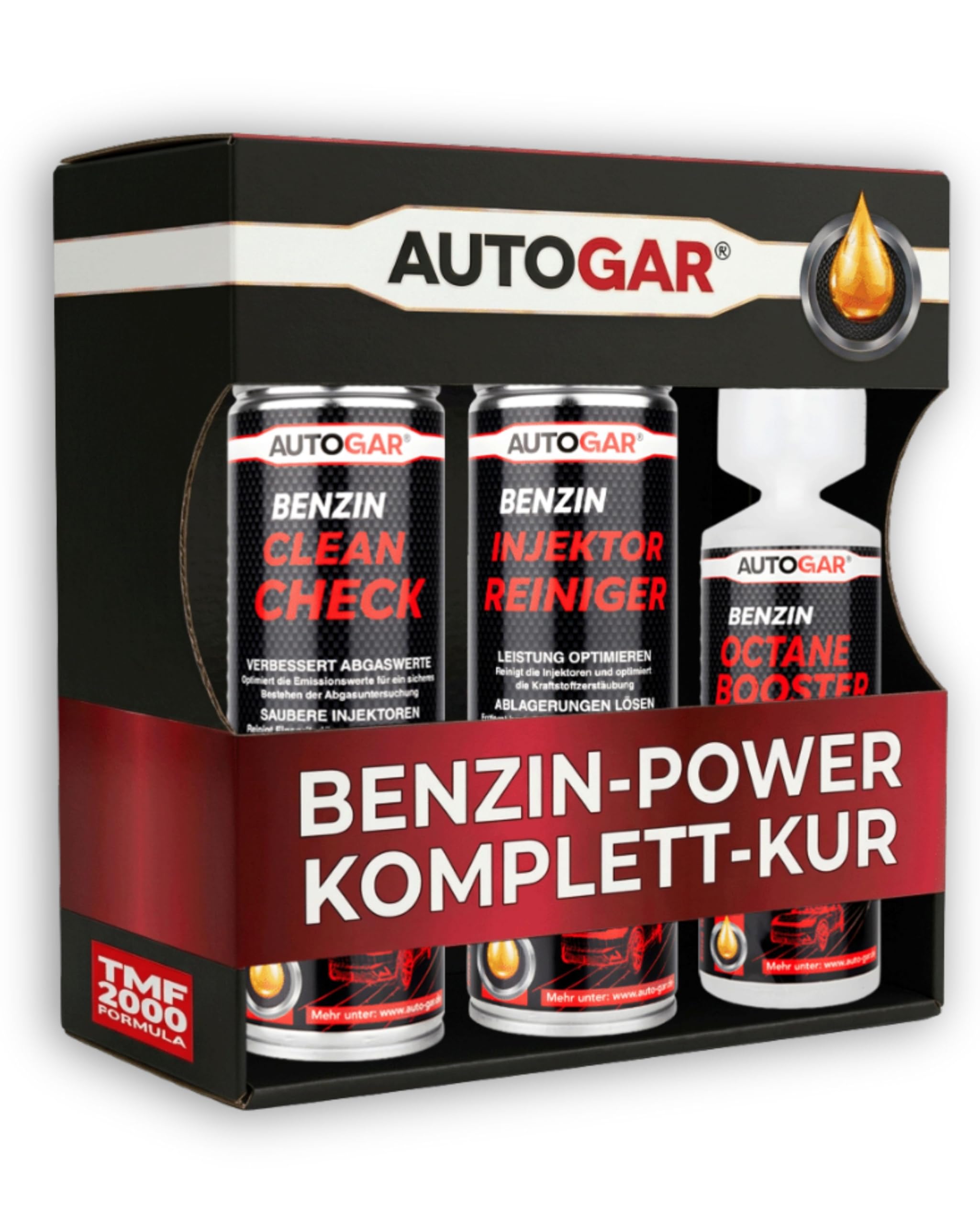 Benzin-Power Komplett-Kur I Benzin-Additiv-Set: Kraftstoffsystemreiniger, Injektorreiniger & Oktan Booster I Kraftstoffsystempflege, Abgasreinigung, saubere Verbrennung & ruhiger Motorlauf