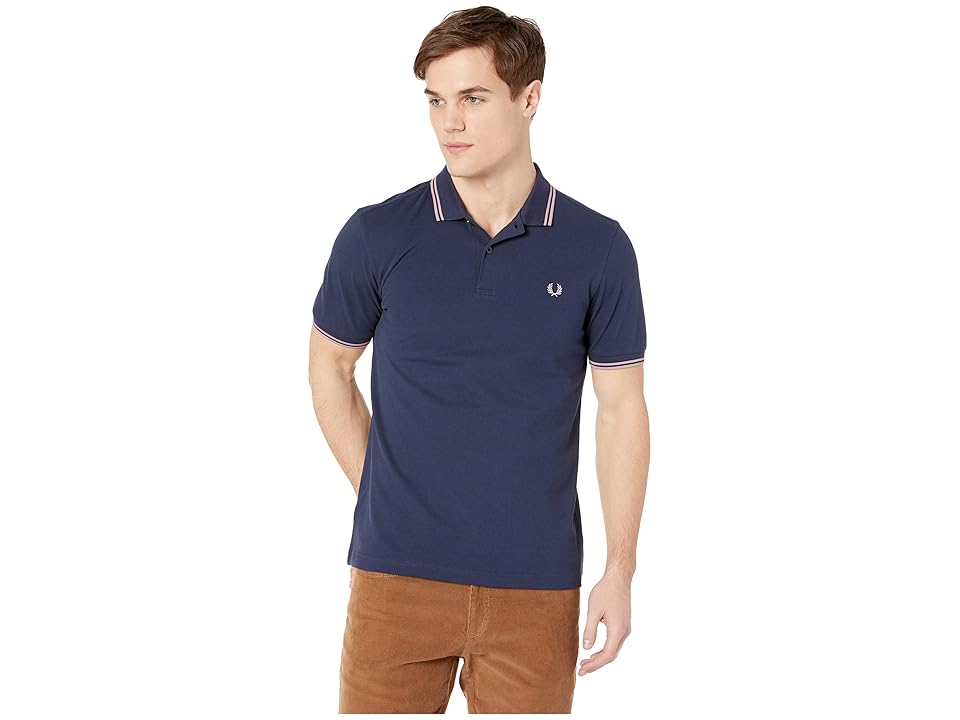 

Fred Perry Twin Tipped Shirt (Dark Carbon/Pale Lilac) Men's Short Sleeve Knit, Blue