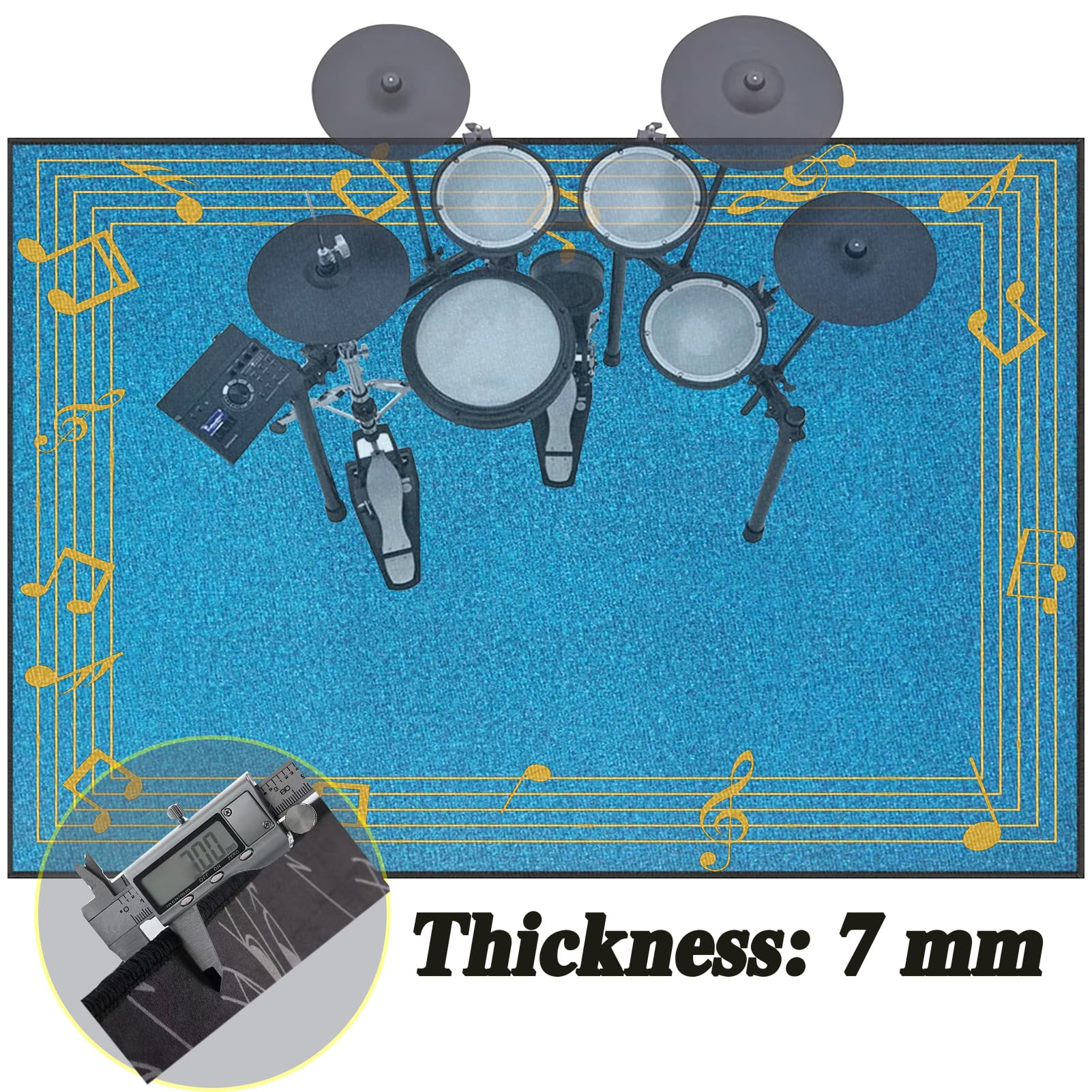 Dywaniki akustyczne Dywan Bateria Bęben Dywan Dźwiękoszczelny Dywan Elektroniczny Bateria Dywaniki Prostokątne do Bombo Pudełko Antypoślizgowa Mata na baterie 140 x 120 cm