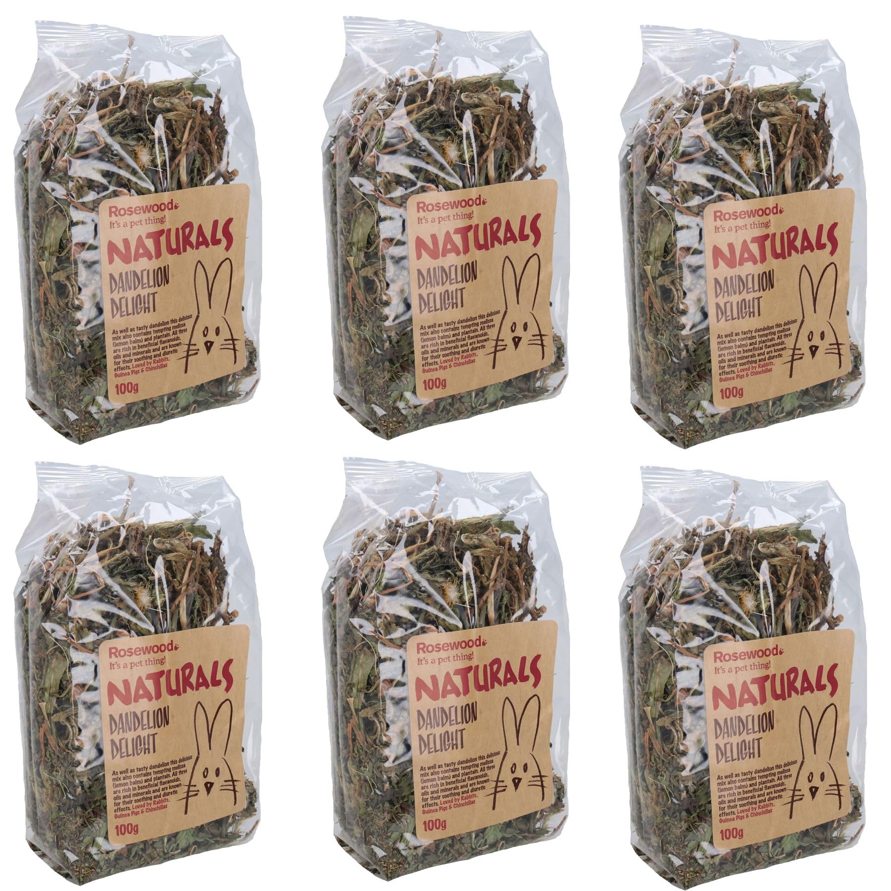 AB Tools 6PK Small Animal Treat Rabbit Guinea Boredom Breaker Natural Dandelion Delight