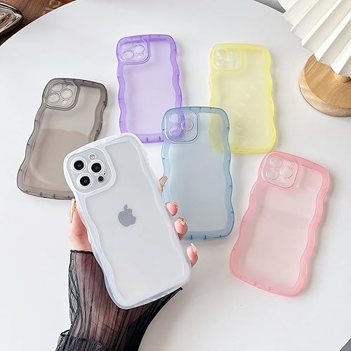 Miniatura 2 de Caseative Marco de onda rizada de color sólido transparente suave compatible con iPhone (azul, iPhone 12 Pro Max)