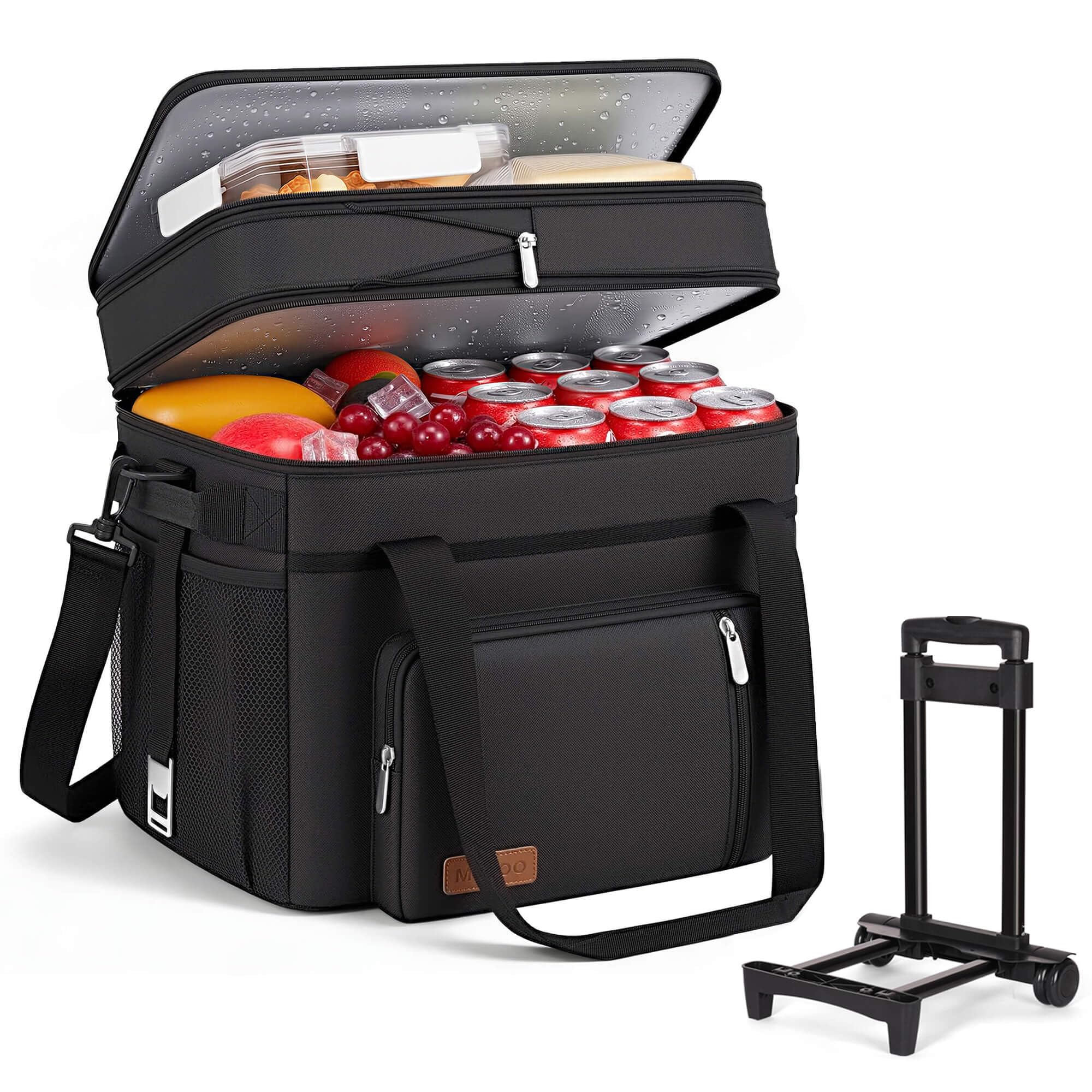 MIYCOO Cooler Bag with Wheels, Double Deck, 60 Can Leakproof Insulated Soft Cooler, Extra Large Expandable Ice Chest for Beach, Picnic, Camping
