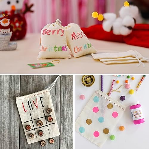 Miniatura 7 de Bolsas de muselina reutilizables con cordones de 3 x 4 pulgadas  100 bolsas pequeñas con cordón, pequeñas bolsas de tela, pequeñas bolsas de regalo