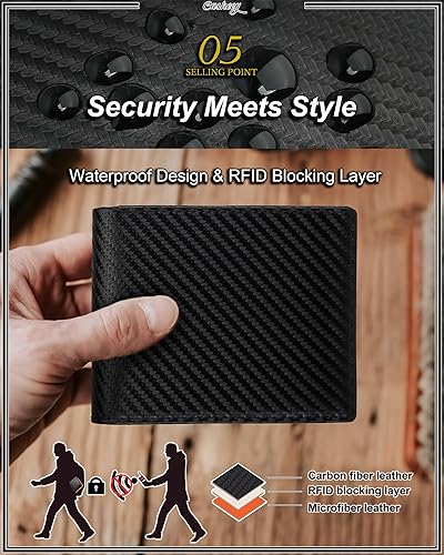 Miniatura 6 de Casheey Cartera para hombre con bolsillo para monedas gran capacidad bloqueo RFID cartera plegable de cuero para hombre con caja de regalo Cuero de