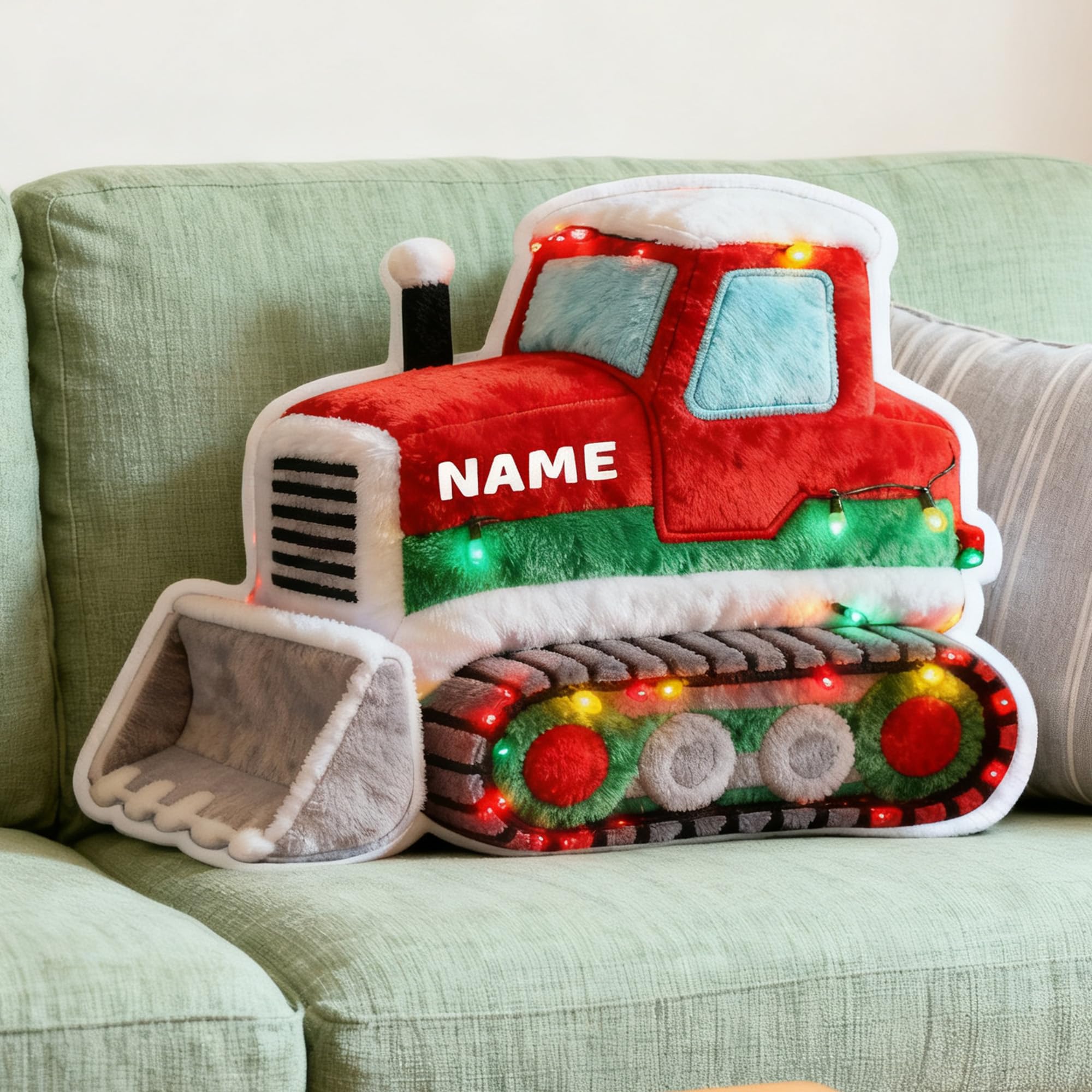 JLSKCN Custom Excavator Shaped Pillow Cute Personalised Name Plush Doll, Double-Sided Construction Engineering Vehicle Pillow for Kids, Birthday gifts for Boys and Girls Sofa Decorative Pillows