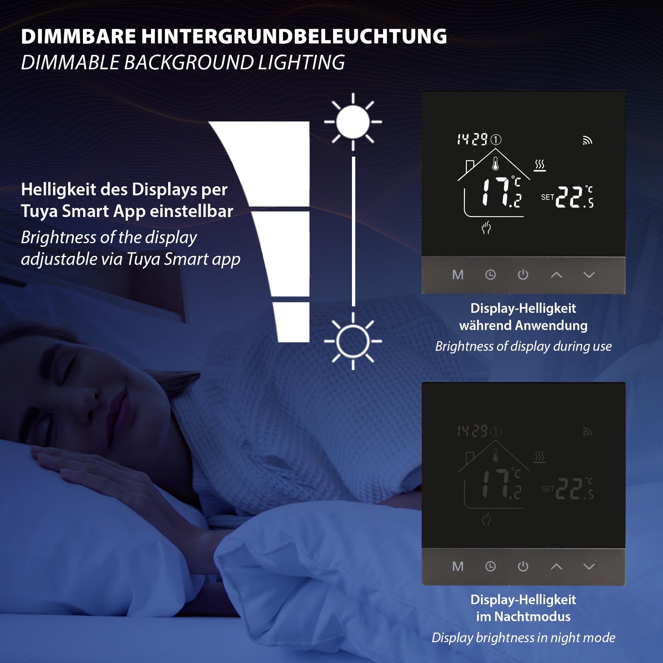 TH215 - Termostato WiFi con app Tuya Smart – per riscaldamento elettrico a pavimento, attuatori NC/NO, funzione di riscaldamento e raffreddamento, funzionamento touch, controllo vocale con Alexa e