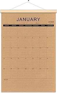 2026 Jan-2027 Jun 18-Month Kraft Paper Calendar Planner Annual Schedule with Rustic Wood Frame for Office, Home & School 12x16inch