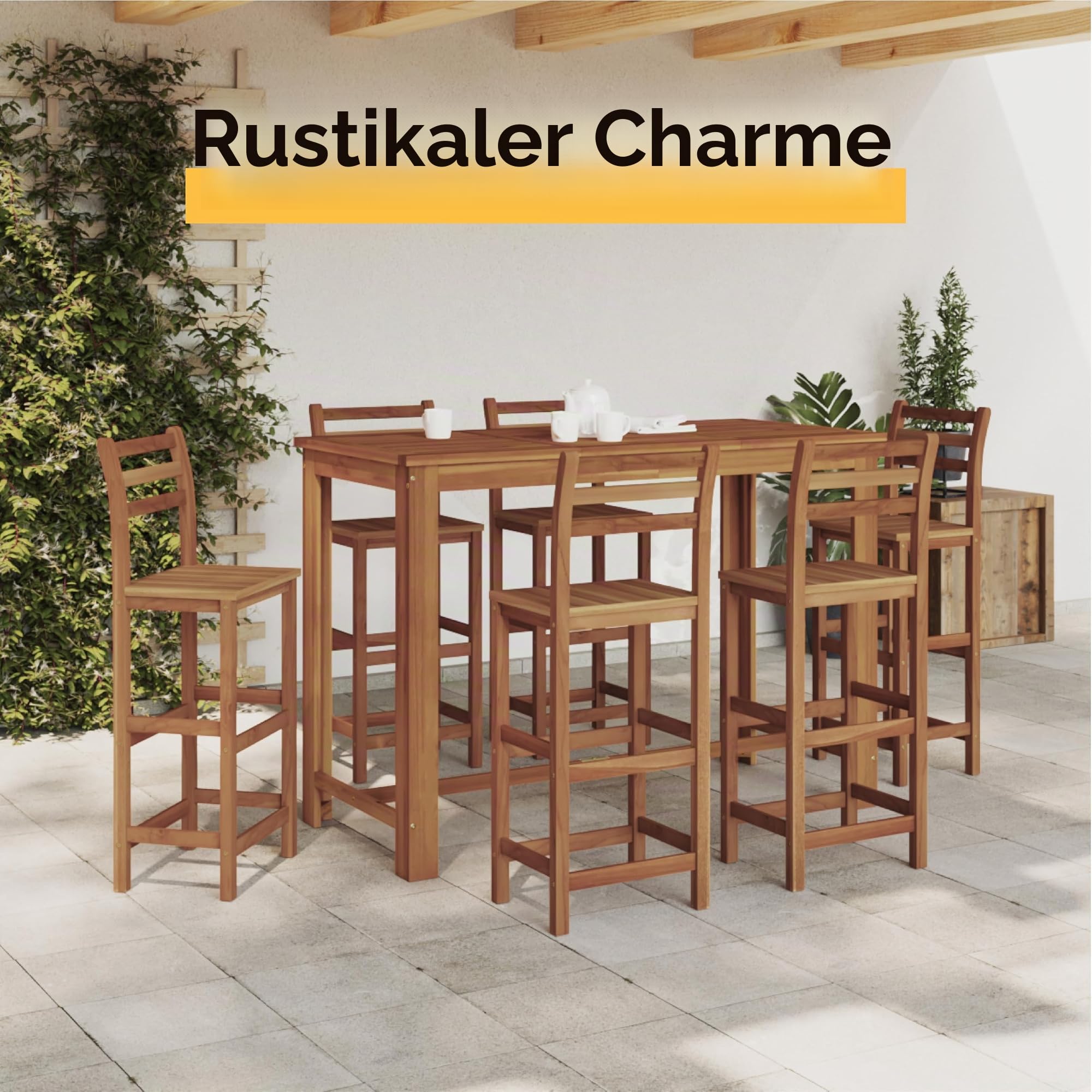 vidaXL Bartisch Massivholz Akazie 150x70x105 cm