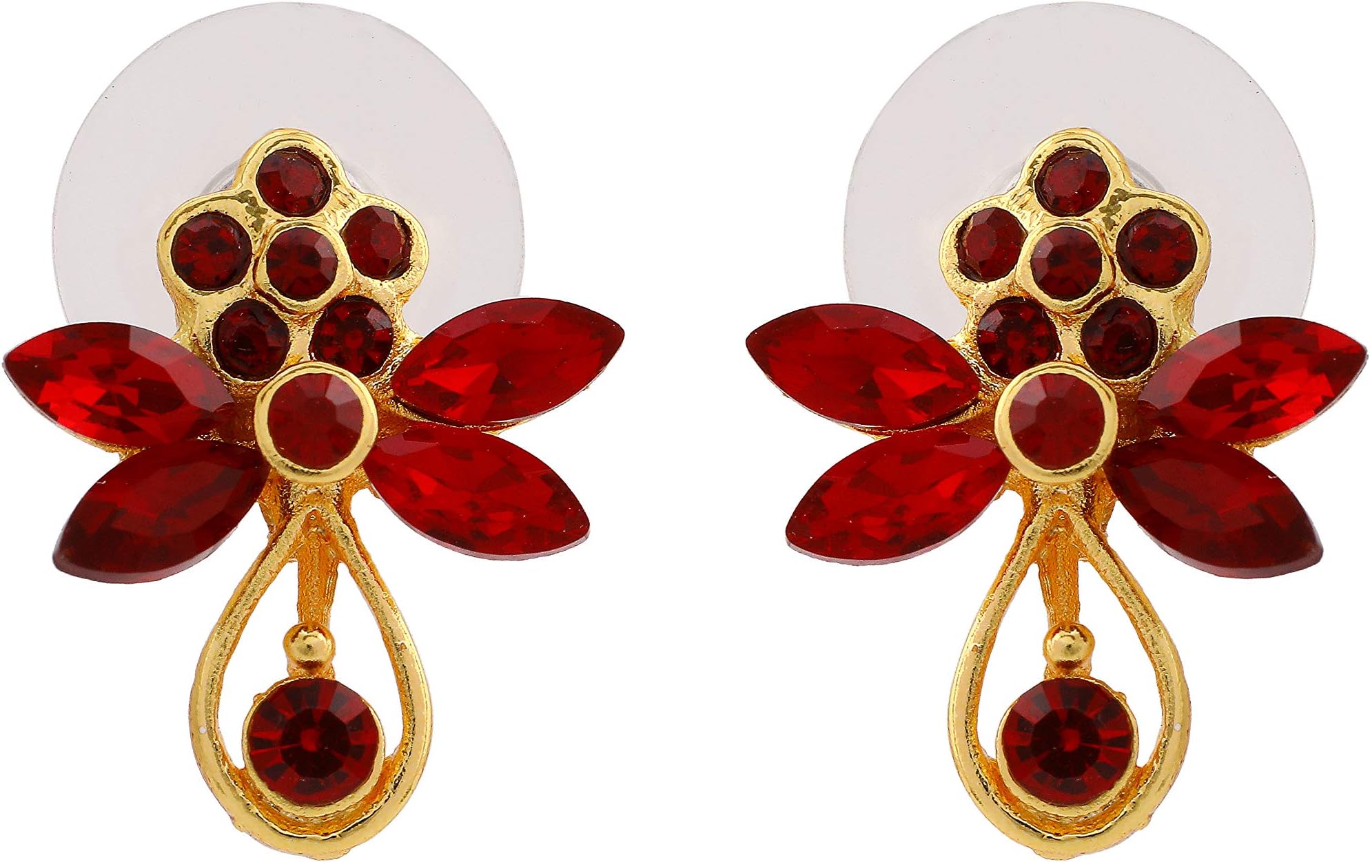 Gehena Red Gold Tone Metal Zinc Alloy Flower Butterfly Stud Earrings for Women