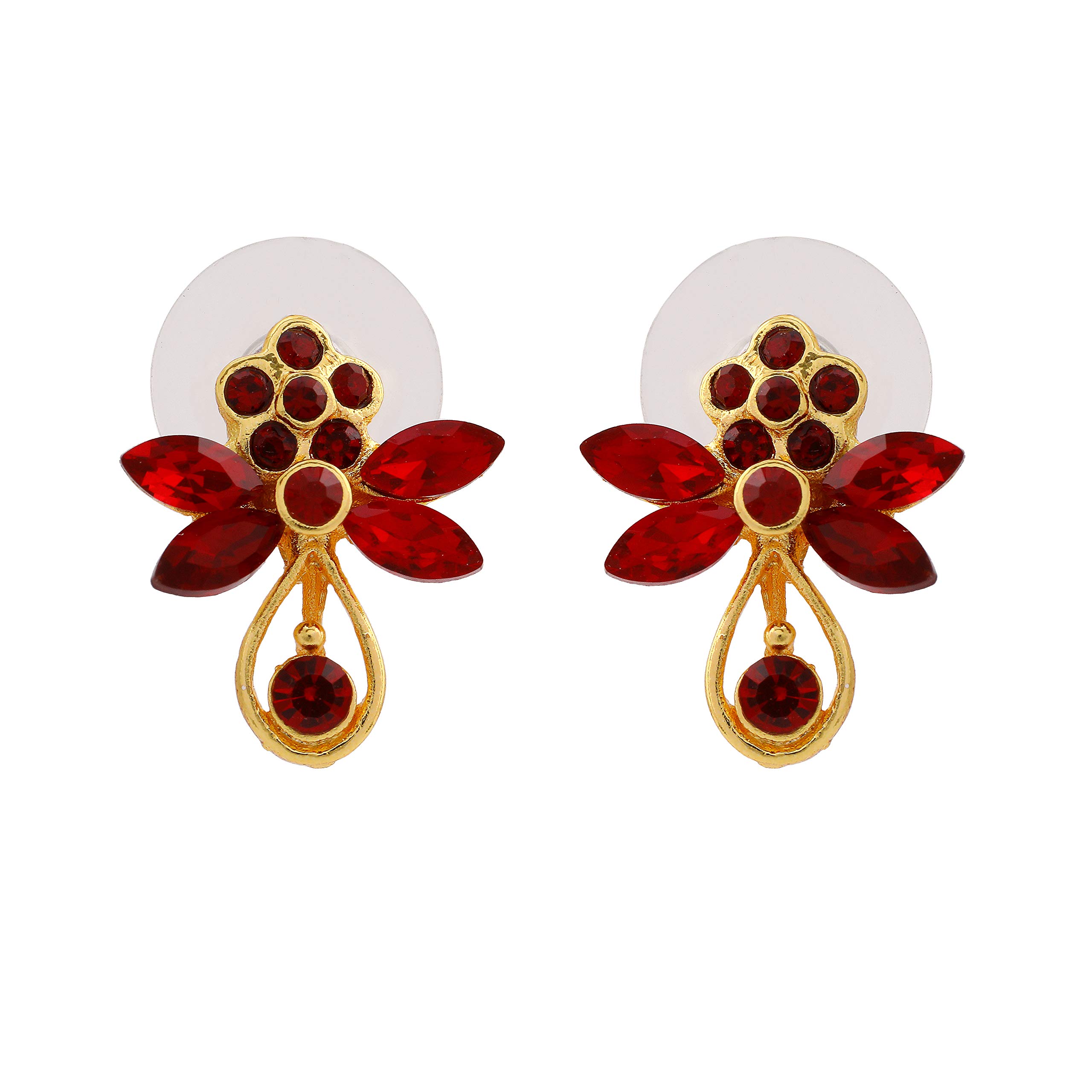 EsteleEstele Gehena Red Gold Tone Metal Zinc Alloy Flower Butterfly Stud Earrings for Women