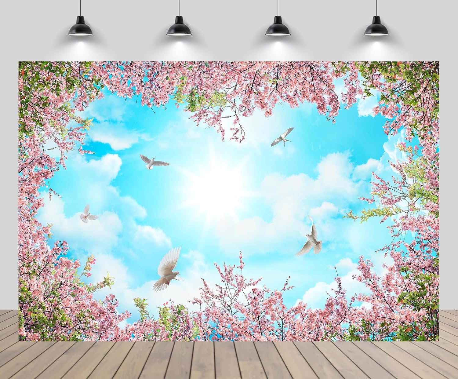 Amazon.com : CHNYWORK 10ftx8ft Spring Peace Dove Backdrop Blooming ...