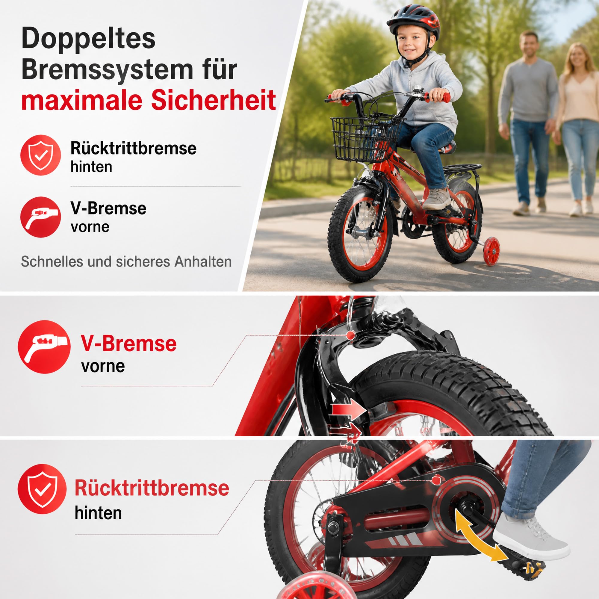Kinderfahrrad 14 Zoll - Ab 3-5 Jahre für Jungen & Mädchen
