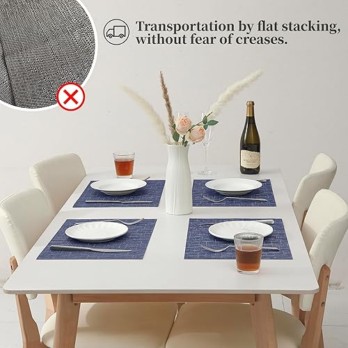 Miniatura 42 de Leetaltree - Manteles individuales, resistentes al calor, antideslizantes, para mesa de comedor, lavables, duraderos, tejido de PVC