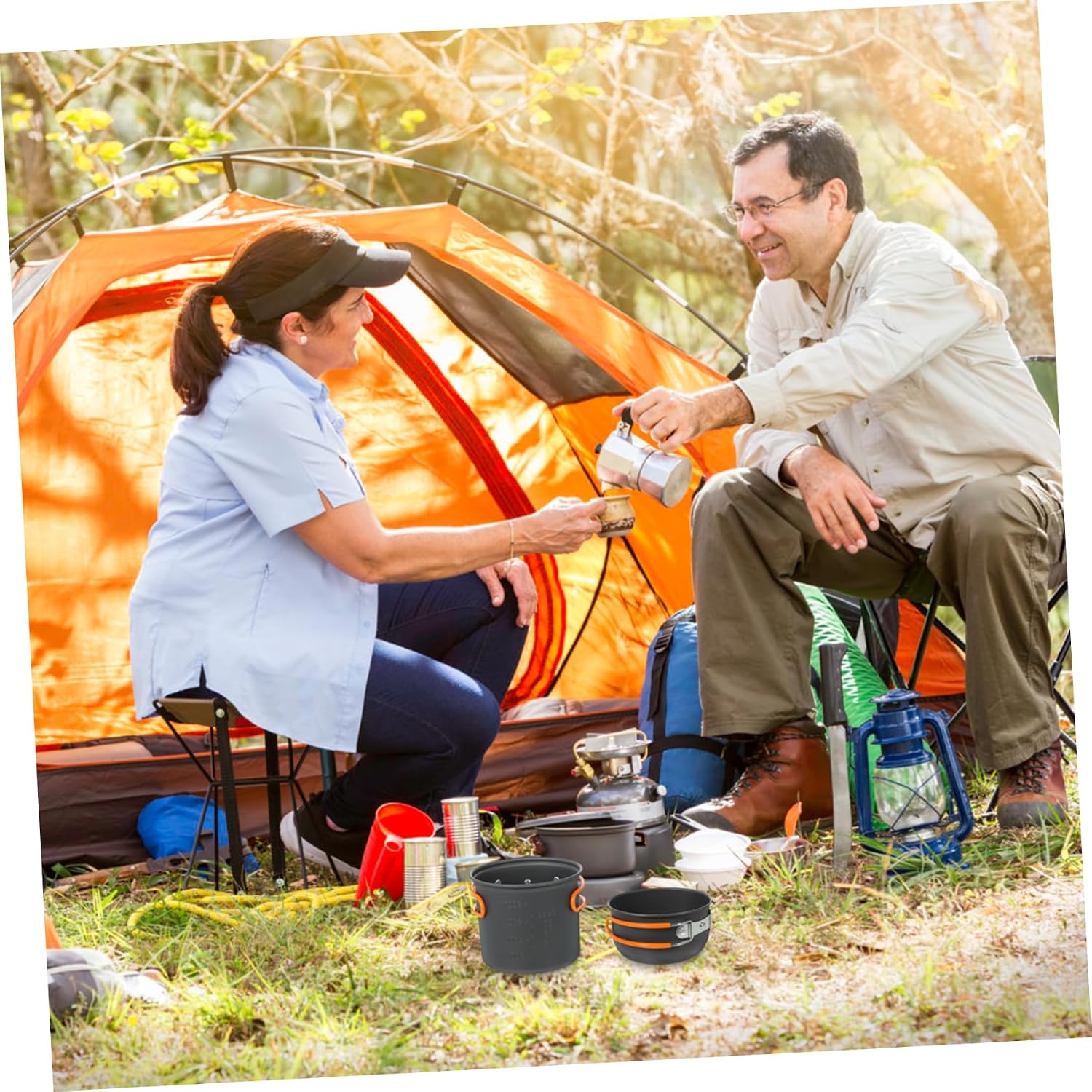 SUPVOX Metal Camping Cookware Kit Camping Pots Frying Pan Set Outdoor Cooking Utensils Compact Accessories for Hiking