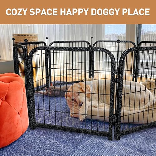 Miniatura 3 de Corralito de metal para perros, 24 pulgadas de altura, 8 paneles, valla ideal para perros grandes, medianos y pequeños, para interiores y