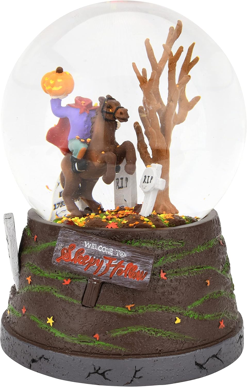 Tree Buddees Sleepy Hollow Fall Themed Headless Horseman Halloween Snow Globe - Large 6.5"