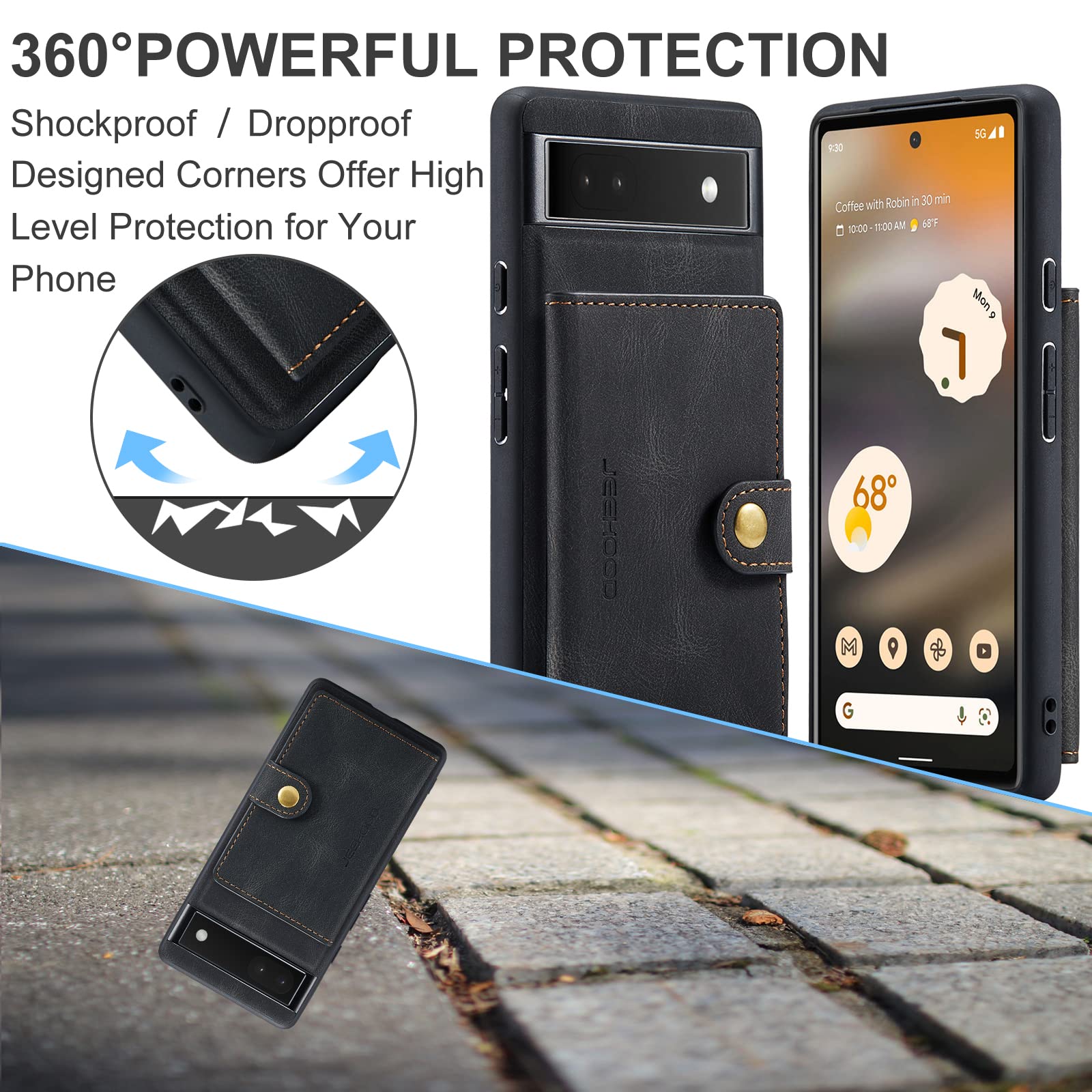 Funda Para Google Pixel 6a, Tipo Cartera Con Ranuras