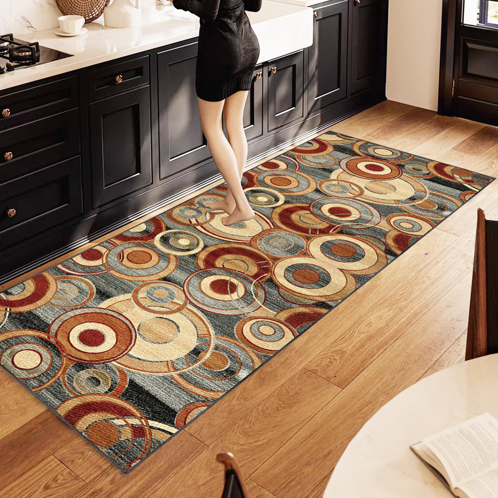 Tapis de Couloir Antidérapant 90 x 120 cm Tapis de Passage Long Moderne Tapis Cuisine Absorbant Devant Evier Tapis de Porte Paillasson d'Entree Interieur Long pour Couloir, Cuisine, Salon Chambre