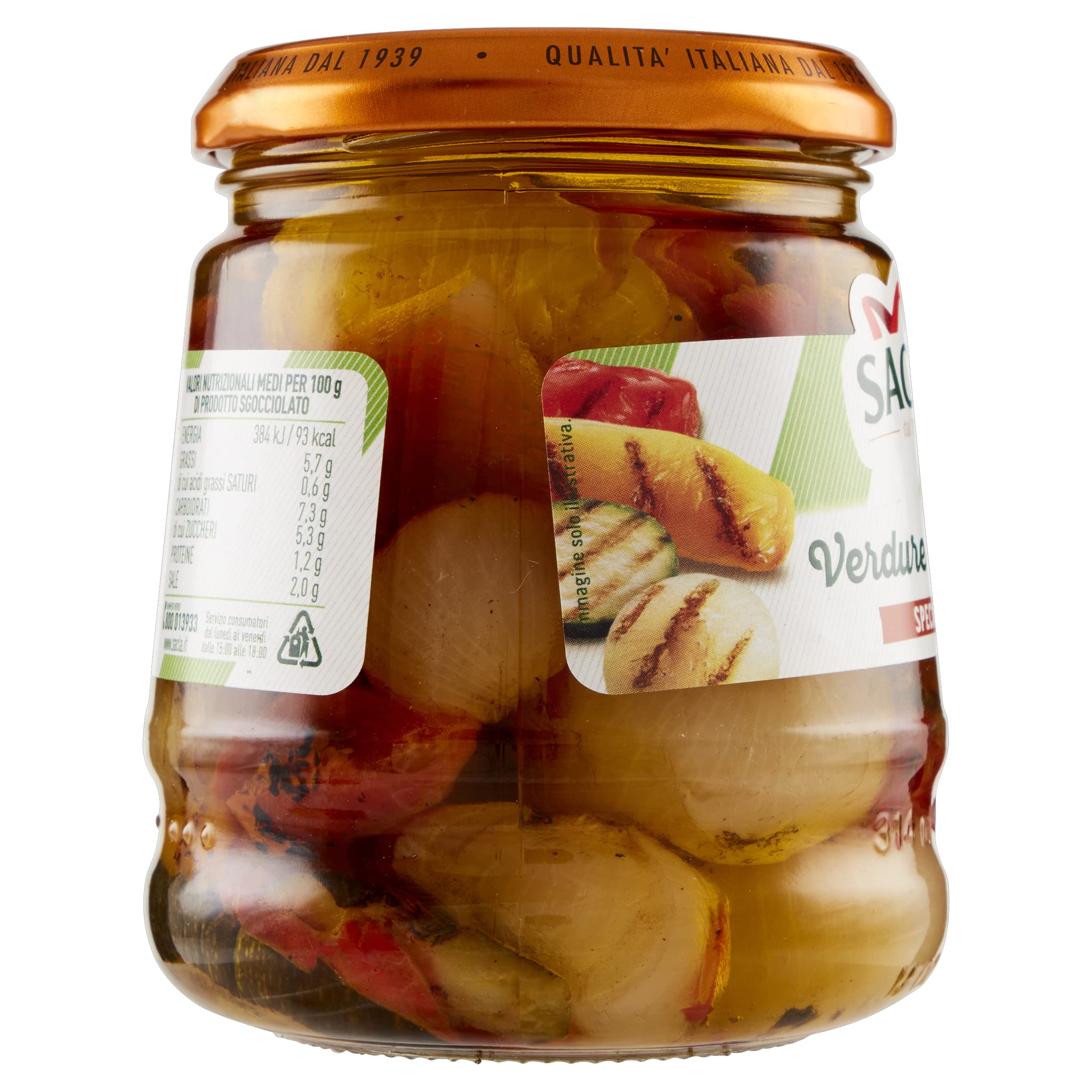 Saclà, Sottoli Grigliati, Verdure Grigliate, Ideali per Antipasti, Contorni e per le Tue Preparazioni, Vaso Vetro, 285g, Confezione da 12 Pezzi