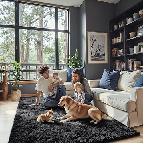 Miniatura 79 de Tapetes para sala de 6 x 9, tapetes de pelo largo grandes y suaves, tapete de área afelpado para dormitorio, decoración estética del hogar para Gris