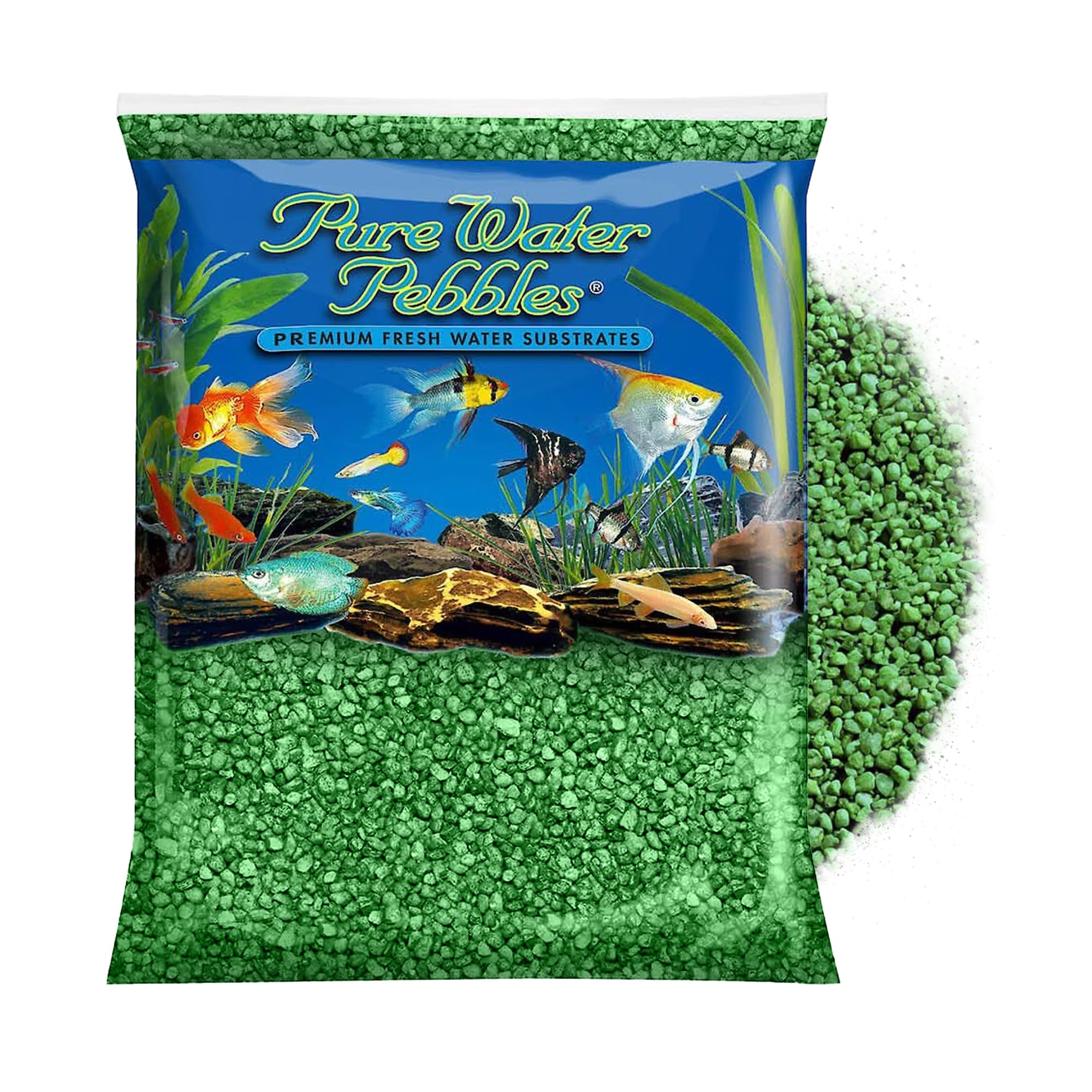 Pure Water Pebbles Aquarium Gravel, 2-Pound, Emerald Green