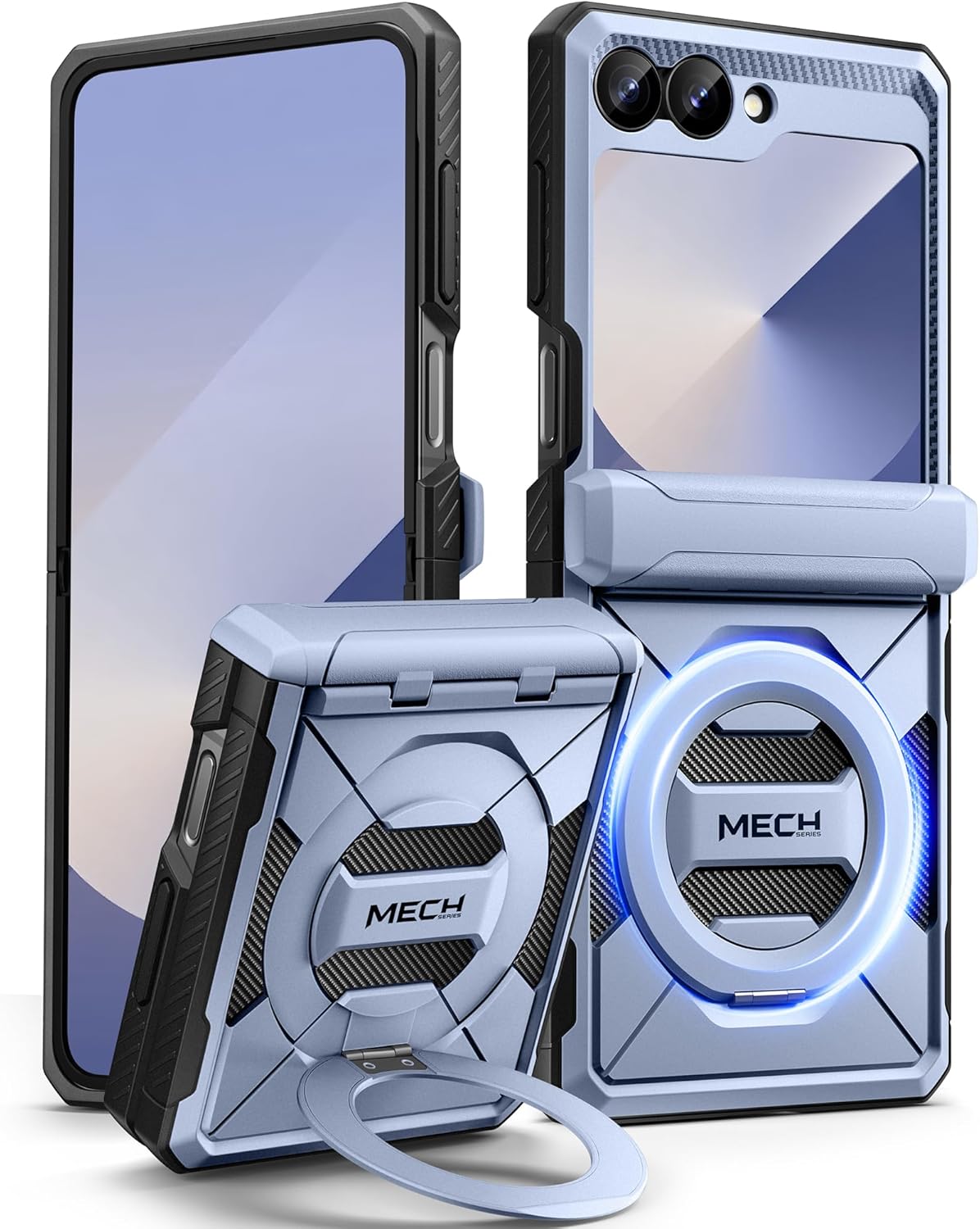 TONGATE for Z Flip 7 FE Case/Z Flip 6 Cases with Magnetic Stand, Compatible with Magsafe, [Hinge Protection & Screen Protector] Military Drop Phone Cover for Samsung Galaxy Z Flip6/Z Flip7 FE,Icy Blue