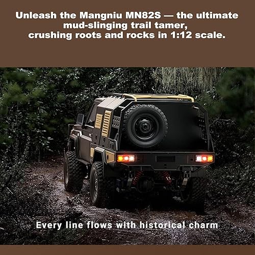 Miniatura 7 de YIKESHU MN82S - Camión rastreador de rocas RC escala 112, automóvil de control remoto todoterreno 4WD con luces LED, control proporcional de 2