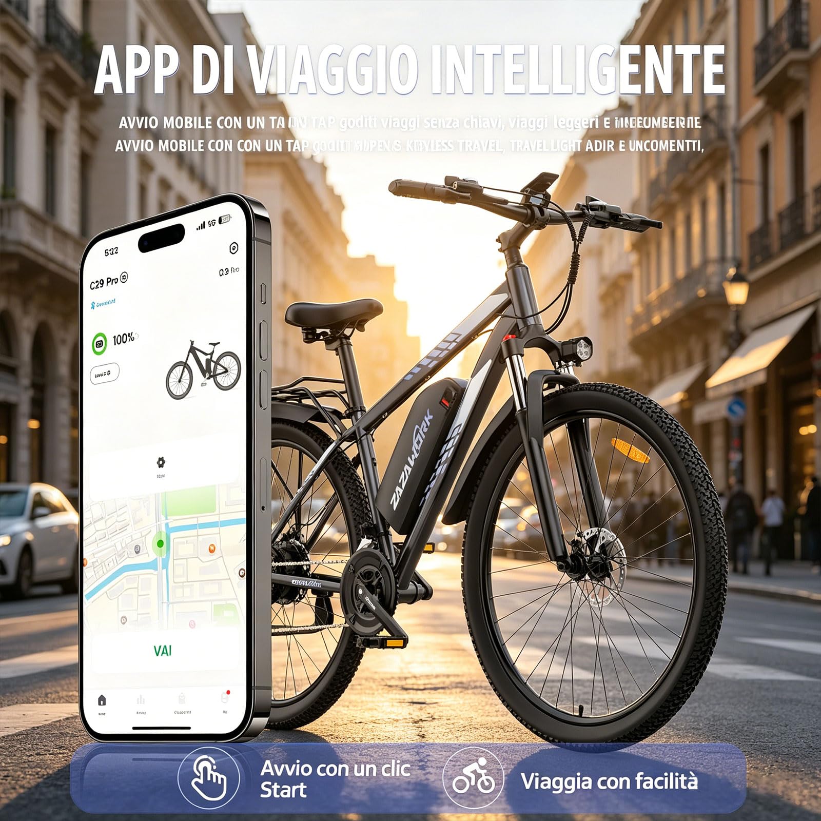 TIGUOWISH Bici Elettrica Uomo e Donna, Bicicletta Elettrica 29 Pollici | Motore Posteriore 250W, Autonomia fino a 100-120 km, 25 km/h, Per Pendolarismo Urbano e Montagna