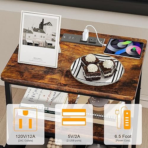 Miniatura 39 de VECELO Mesitas de noche, mesas auxiliares modernas, mesita de noche con cajón y estante de almacenamiento para dormitorio, sala de estar Retro