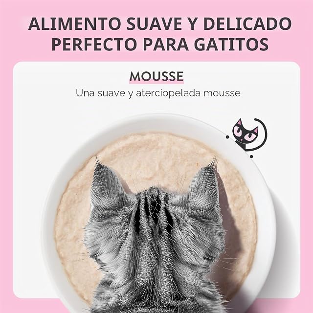Foto 4 de 7 de Schesir Baby, Filetes de Pollo con Hígado en Mousse, Alimento Húmedo Completo para Gatitos, Sin Cereales